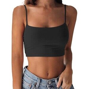 Women's Crop Top Sexy Slim Sleeveless Backless Spaghetti Strap Tank Top (112)
